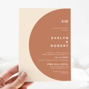 Terracotta Arch Minimalist Initial Wedding Invitation
