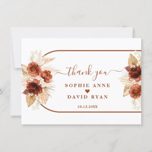 Terracotta Arch Pampas Grass Floral Wedding Thank You Card