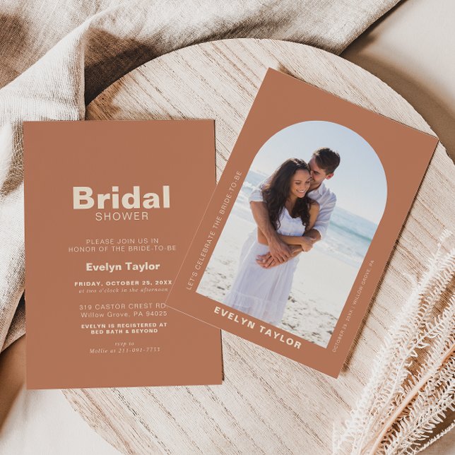 Terracotta Arch Photo Minimalist Bridal shower  In Invitation (Creator Uploaded)