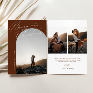 Terracotta Arch Photo Script Typography Christmas Holiday Card