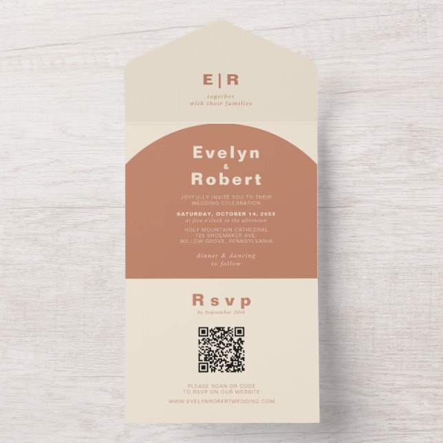 Terracotta Arch Wedding   All In One Invitation (Inside)