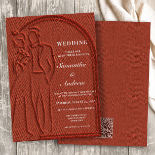 Terracotta Arch Wedding QR Code Invitation