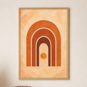 Terracotta Arches at Dusk Gouache Boho Art Poster