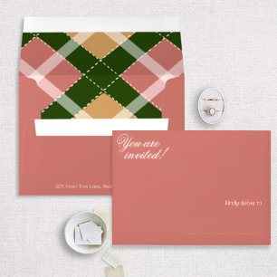 Terracotta Argyle Fall Modern Vintage Cozy Wedding Envelope