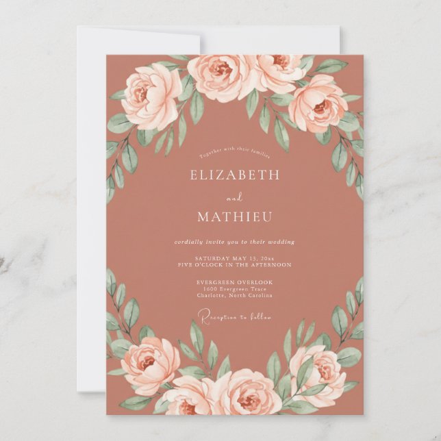 Terracotta Artistic Rustic Wedding Invitation (Front)