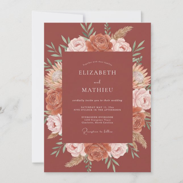 Terracotta Atmospheric Autumn Wedding Invitation (Front)