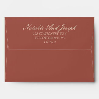 Terracotta Auburn Beige Old Money Retro Wedding Envelope