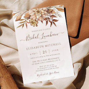 Terracotta Autumn Floral Boho Fall Bridal Luncheon Invitation