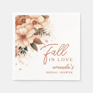 Terracotta Autumn Floral Fall in Love Bridal Napkin