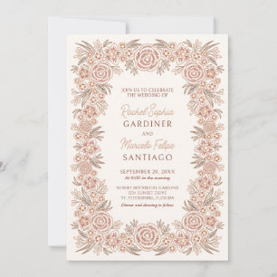 Terracotta Autumn Floral Wedding Invitation