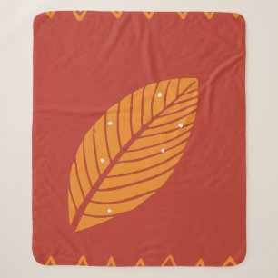 Terracotta Autumn Leaf Tribal Pattern Blanket