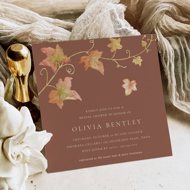 Terracotta | Autumn Leaves Fall Bridal Shower Invitation (Creator Uploaded)