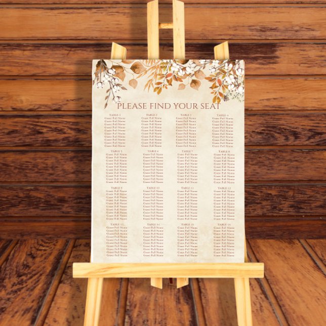 Terracotta Autumn Leaves Wedding Seating Chart (Creator Uploaded)