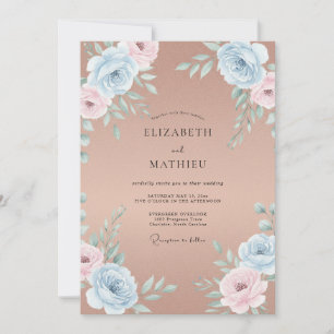 Terracotta Azure Bloom Wedding Invitation