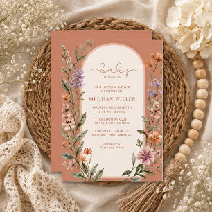Terracotta Baby in Bloom Wildflower Baby Shower Invitation