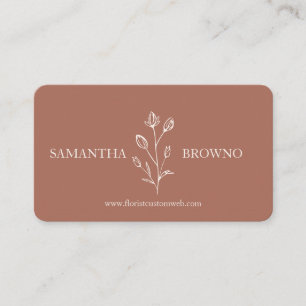 Terracotta Beige Elegant Line Flower Business Card