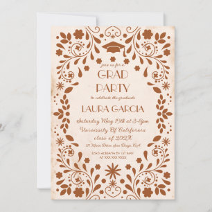 Terracotta Beige Fiesta Graduation Photo Invitation