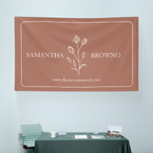 Terracotta Beige Framed Flower Botanical Banner
