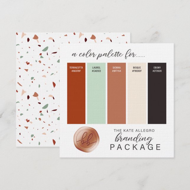 Terracotta Beige Sienna & Mint Colour Palette Card (Front/Back)