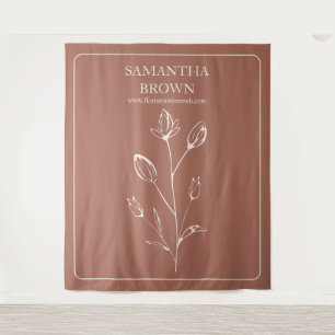 Terracotta Beige Vertical Logo Flower Tapestry