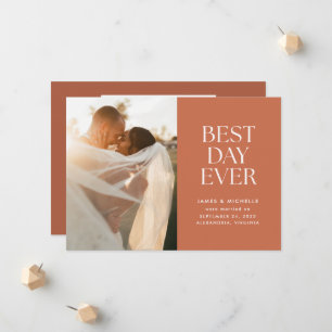 Terracotta Best Day Ever Wedding Announcement