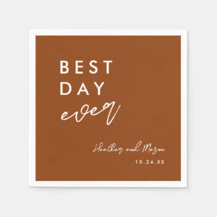 Terracotta Best Day Ever Wedding Reception Napkins
