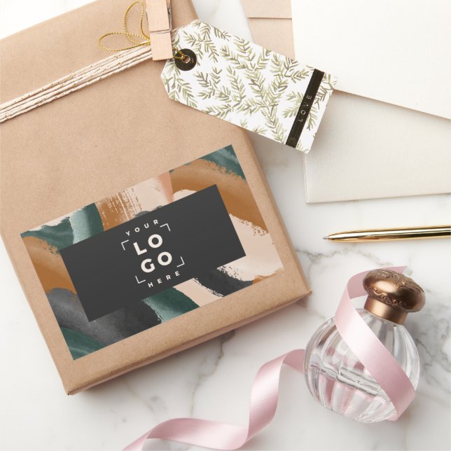 Terracotta, Black abstract painted minimal modern  Rectangular Sticker (Gifting)