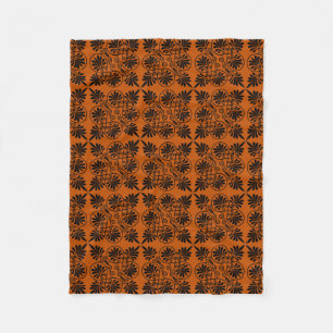 Terracotta Black Ancient Greek Meander Pattern Fleece Blanket