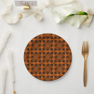 Terracotta Black Ancient Greek Meander Pattern Paper Plate