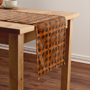 Terracotta Black Ancient Greek Meander Pattern Short Table Runner
