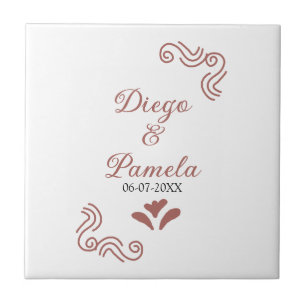 Terracotta black rustic spanish wedding couple en ceramic tile
