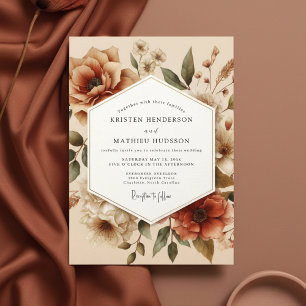 Terracotta Bloom Autumn Romance Wedding Invitation
