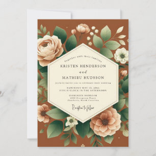 Terracotta Bloom Autumn Wedding Invitation