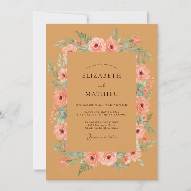 Terracotta Bloom Romance Wedding Invitation (Front)