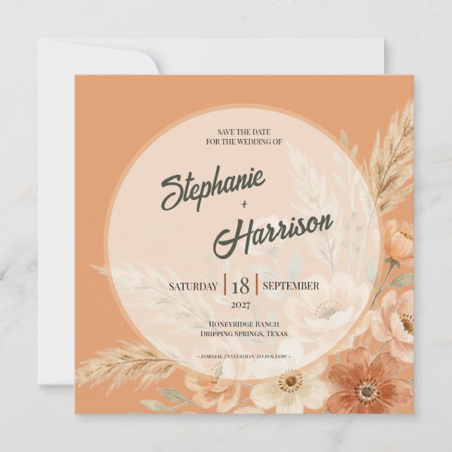 Terracotta Bloom Save the Date (Front)