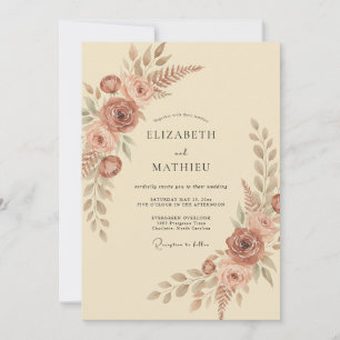 Terracotta Blossom Romantic Wedding Invitation