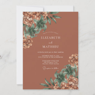 Terracotta Blossom Wedding Invitation