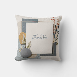 Terracotta Blue Geometric Botanical Wedding Cushion