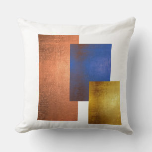 Terracotta Blue Mustard Mid Century Modern Art Cushion