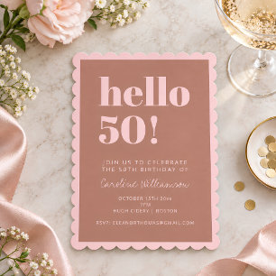 Terracotta Blush 50th Scallop Birthday Party Invitation
