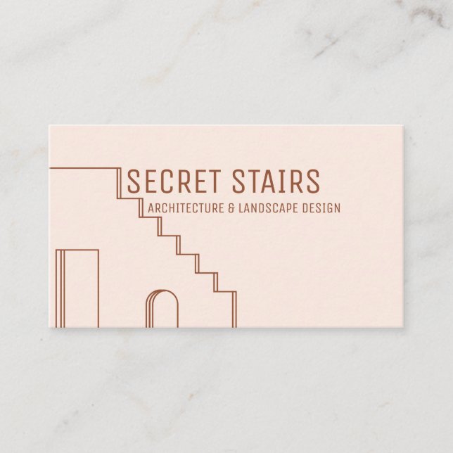 Terracotta Blush Architect Stairs Door Window Business Card (Front)