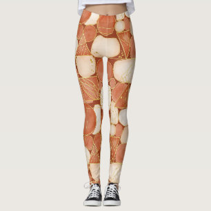 Terracotta Blush Cream Geometric Gold Mosaic Leggings