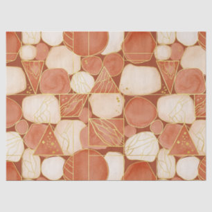 Terracotta Blush Cream Geometric Gold Mosaic Tissue Paper