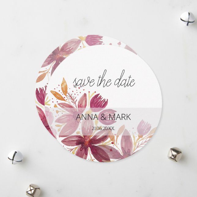 Terracotta Blush Floral Elegant Holiday Card (Front/Back In Situ)