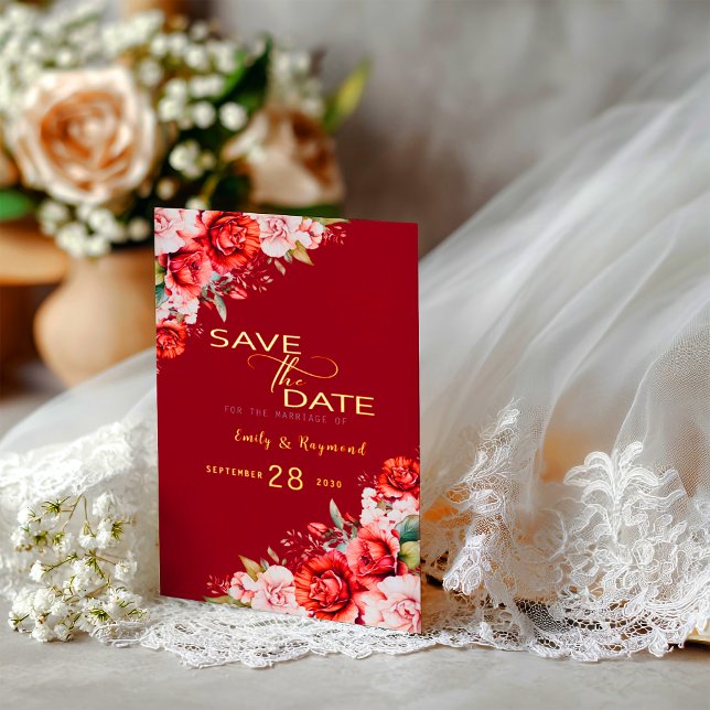 Terracotta  Blush Floral Wedding Save The Date (Creator Uploaded)