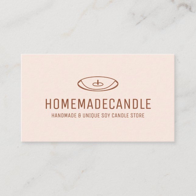 Terracotta Blush Minimal Logo Homemade Candle Business Card (Front)