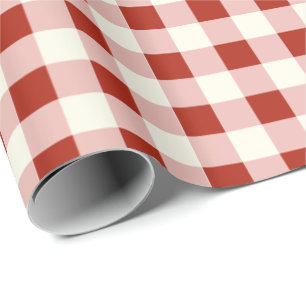 Terracotta & Blush Pink Cottagecore Gingham Wrapping Paper