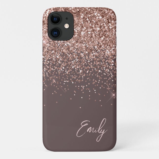 Terracotta Blush Pink Rose Gold Glitter Monogram Case-Mate iPhone Case (Back)