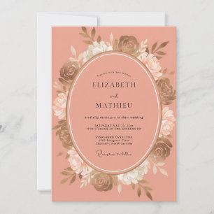 Terracotta Blush Rose Wedding Invitation