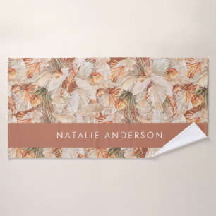 Terracotta Bohemian elegant modern pampas grass  Bath Towel
